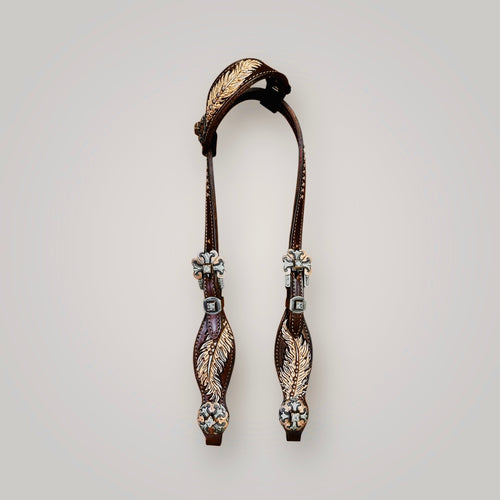 Hand Tooled Feather Single Ear