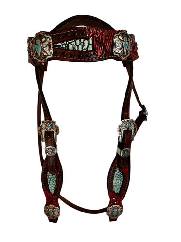 Hand Tooled Brow Band Headstall