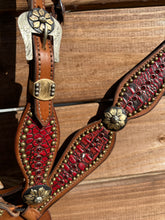 Red Croc Embossed Cow Hide Tack Set