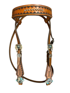 Hand Stamped Browband Headstall