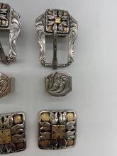 Concho and Buckle Set. Brass and Silver Plated